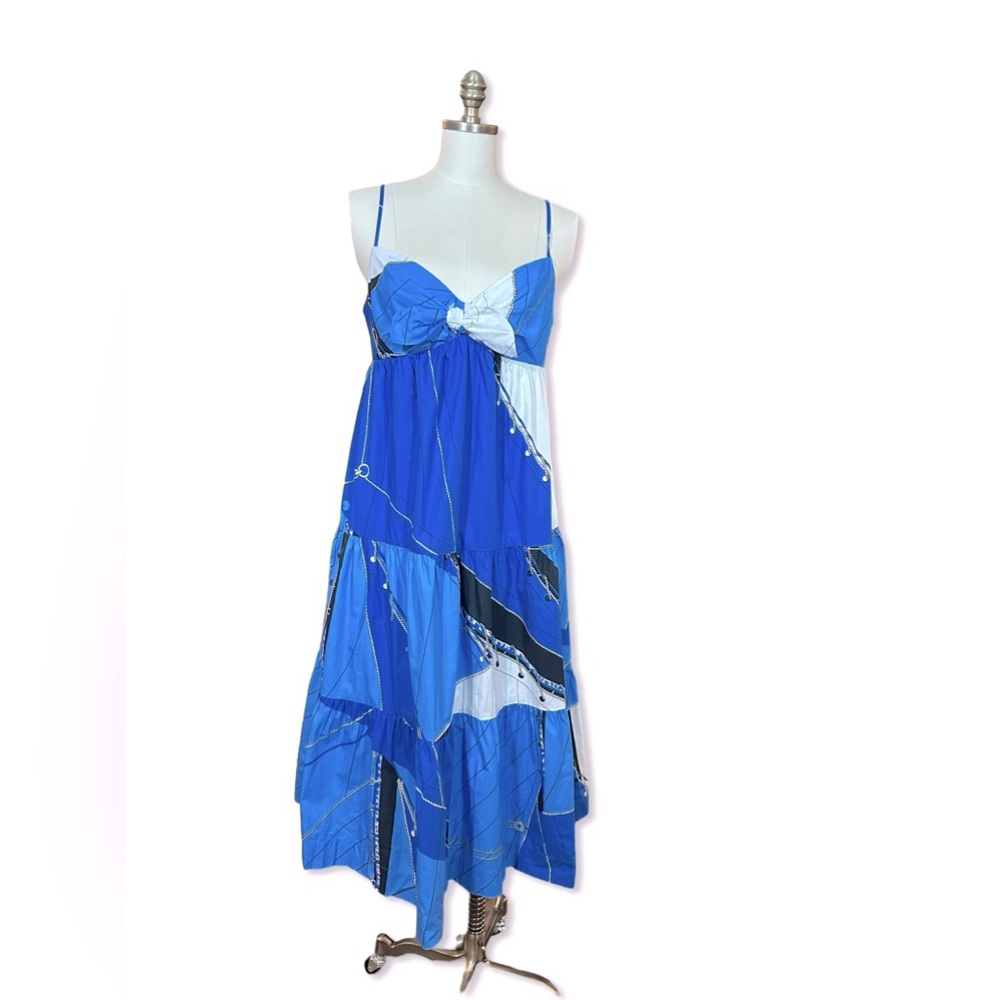 J. Crew Tie Front Poplin Dress in Ratti Regatta Print